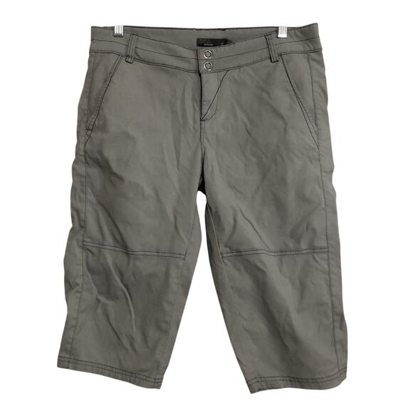 Prana Nylon Blend Charcoal Dark Gray Water Repellant Cargo Style Capri Pants - Picture 1 of 9